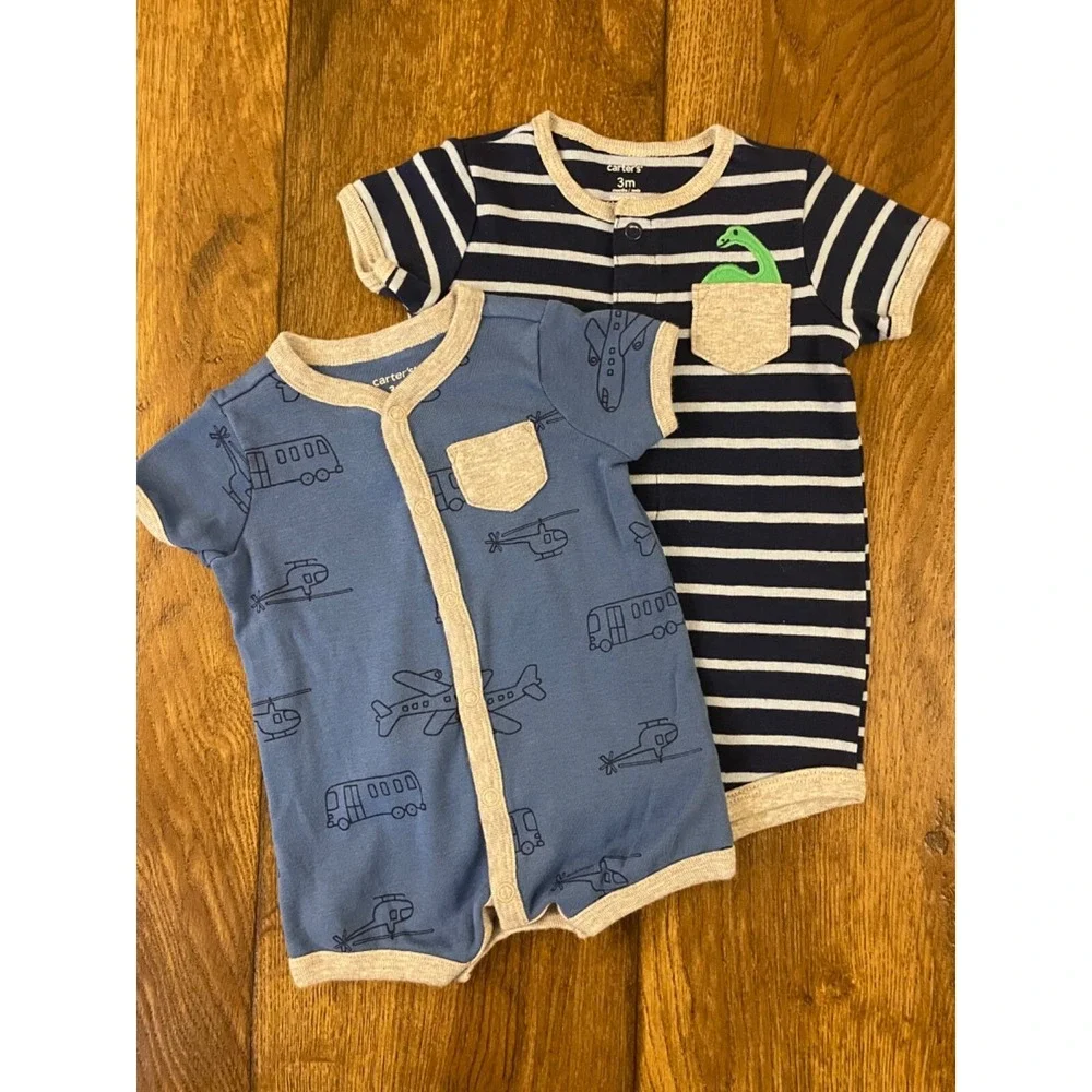 Carters Baby Boy 3 Mo Outfits Clothes Lot Bundle‎ One Piece Rompers Car Bus Dino